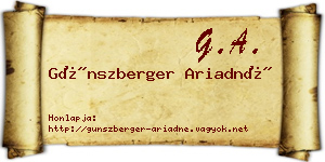 Günszberger Ariadné névjegykártya